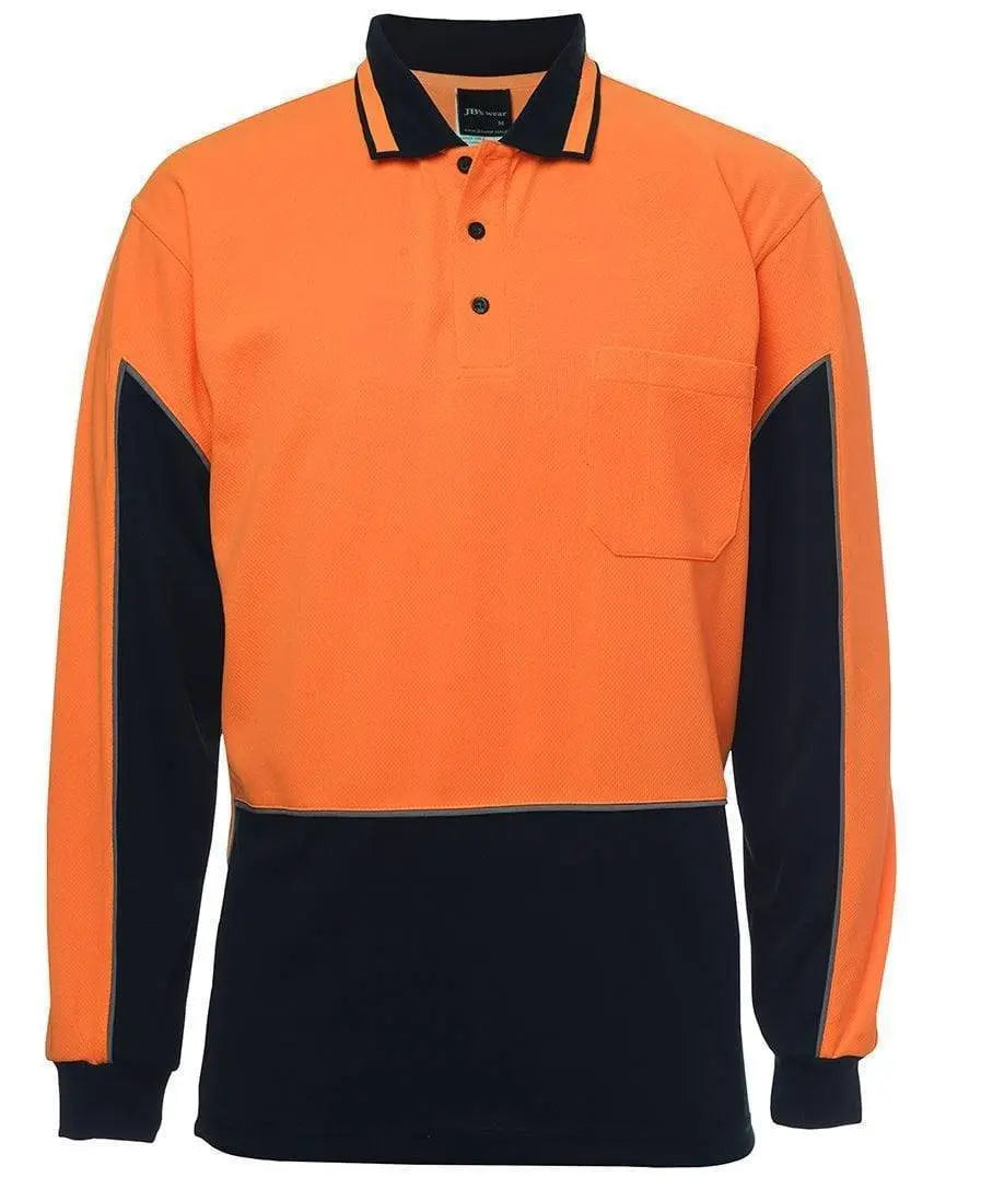 Jb's Wear Work Wear Orange/Navy / XS JB'S Hi-Vis Long Sleeve Gap Polo 6HVGL